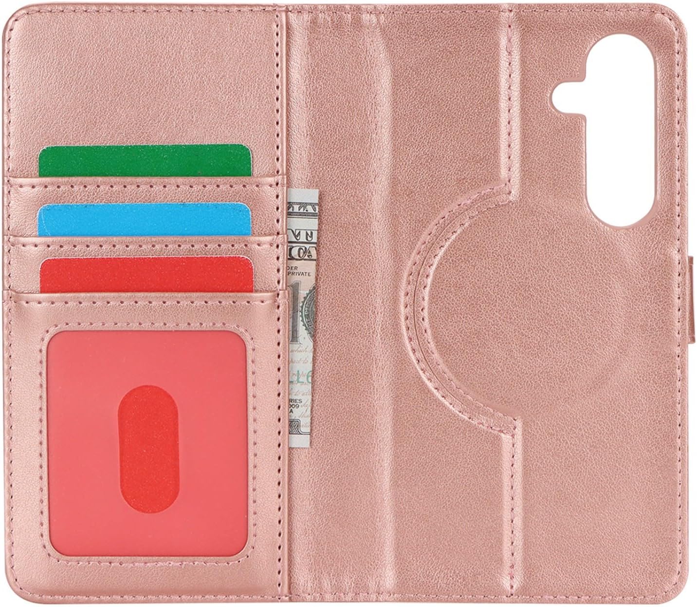 Detalle de Zouzt Case for Samsung Galaxy S24: Detachable 2-in-1 Wallet Magnetic Case in Rose Gold