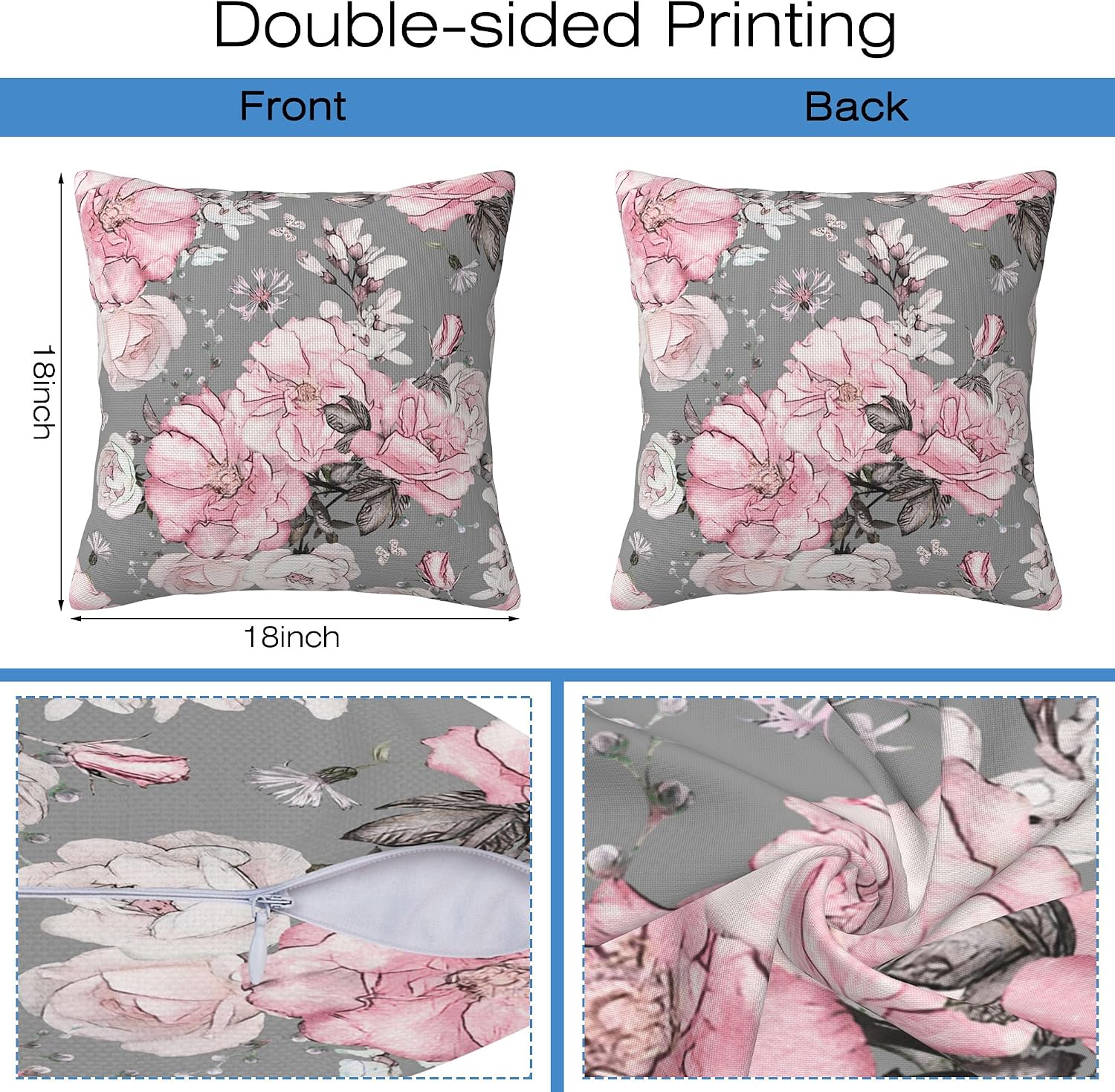 Detalle de Naqiuli Throw Pillow Covers, 18 x 18 Inches