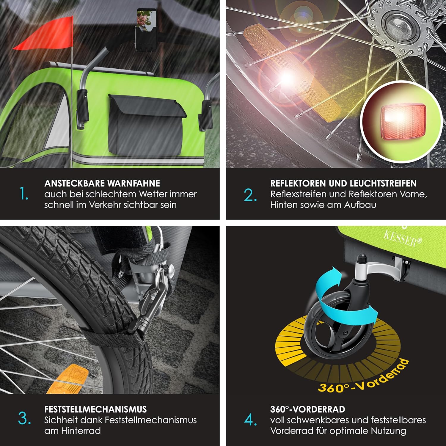 Thumbnail 3 de KESSER® Kinderfahrradanhänger Sport-RX 2in1 Jogger & Buggy – 1–2 Kinder bis 40 kg