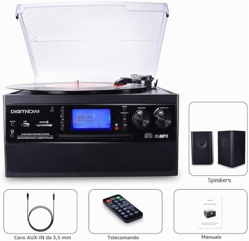 Thumbnail 6 de DIGITNOW Giradischi Bluetooth con CD, cassette, radio AM/FM e codifica USB/SD