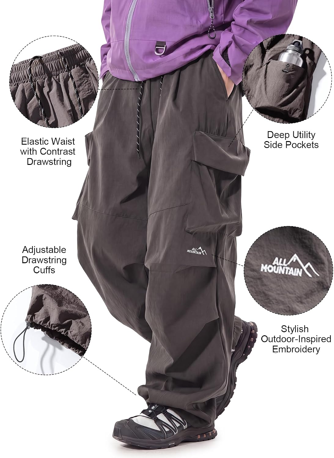 Detalle 2 de Icymay Mens Hiking Pants, Water-Resistant Lightweight Cargo Trousers