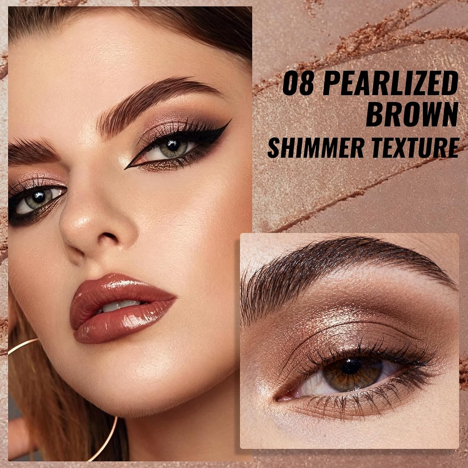 Detalle de CAHOTO Pearlized Brown Shimmer Eyeshadow Single with Mirror, Pressed Powder