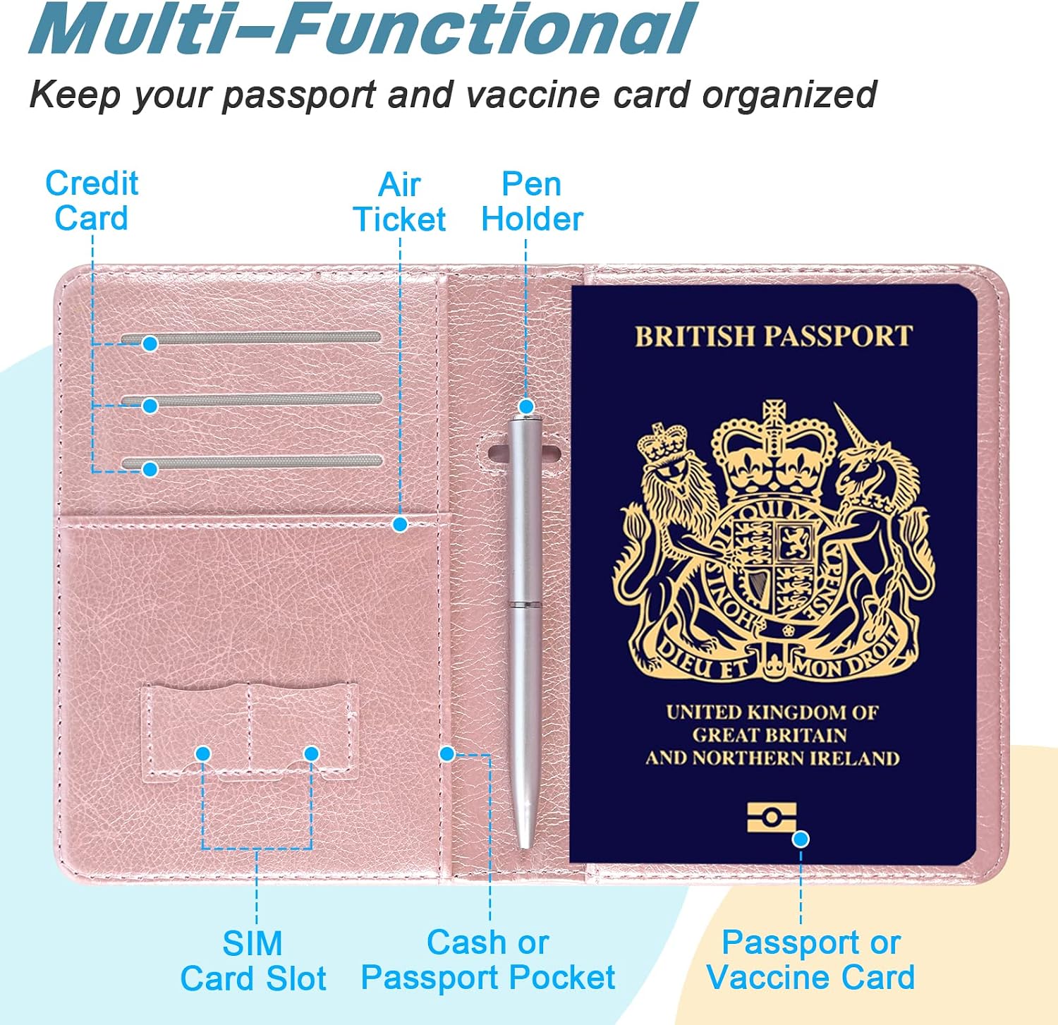 Detalle de DMLuna Premium PU Leather Passport Holder with RFID Blocking