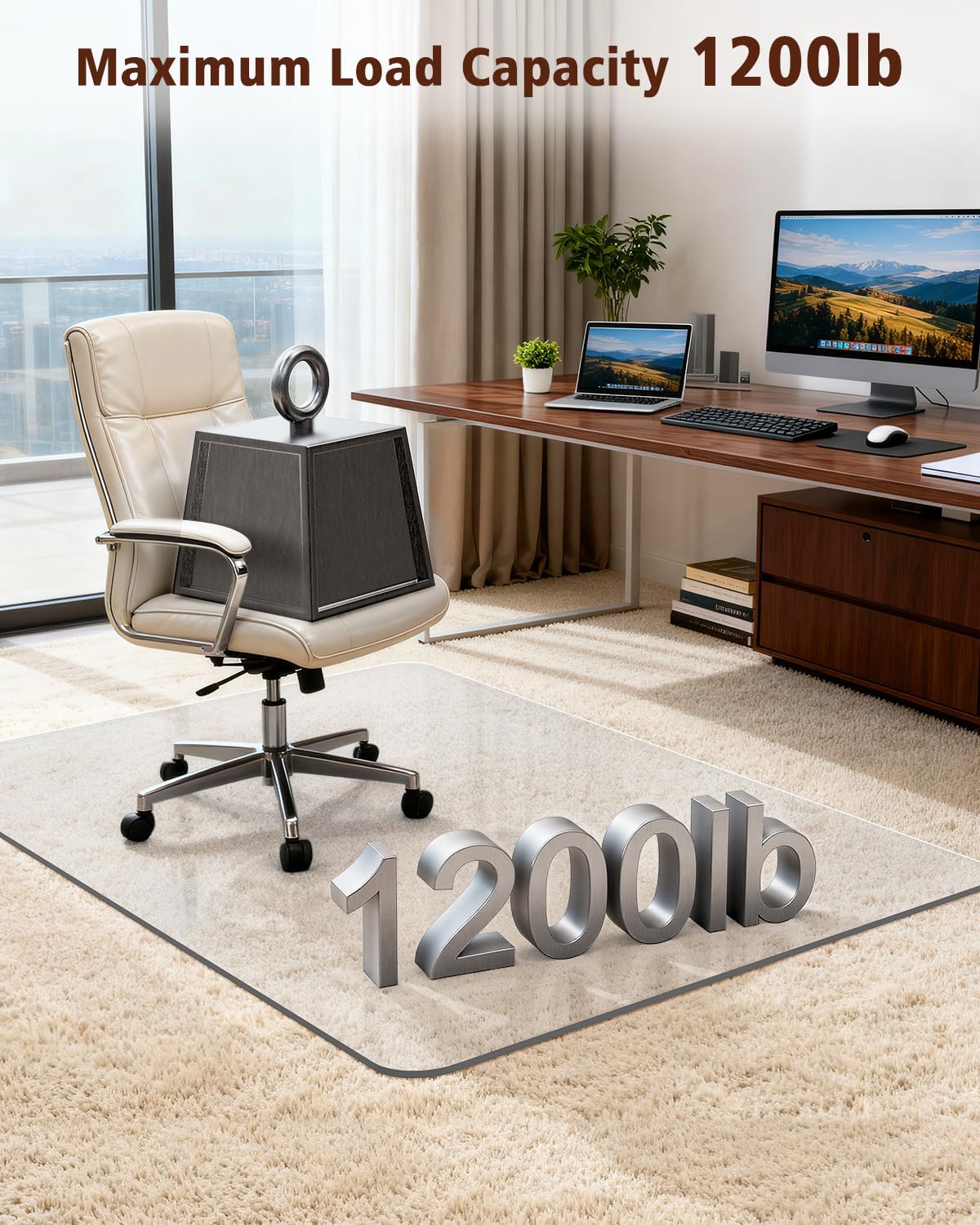 Detalle 2 de Soimeat Hard Frosted Office Chair Mat, 32" x 55", PET, 2-Pack