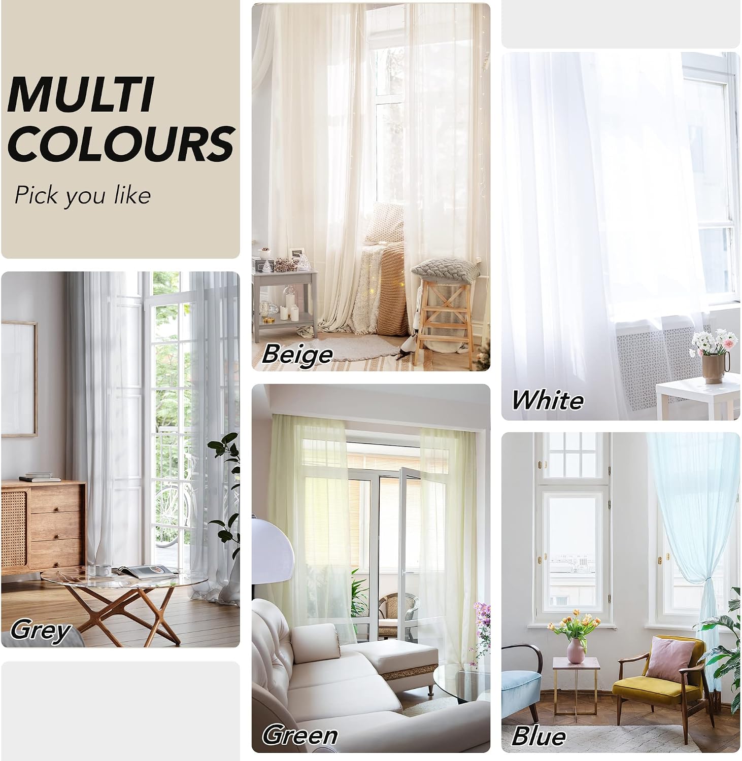 Thumbnail 5 de Deconovo White Voile Curtains 140 x 229 cm 2 Panels