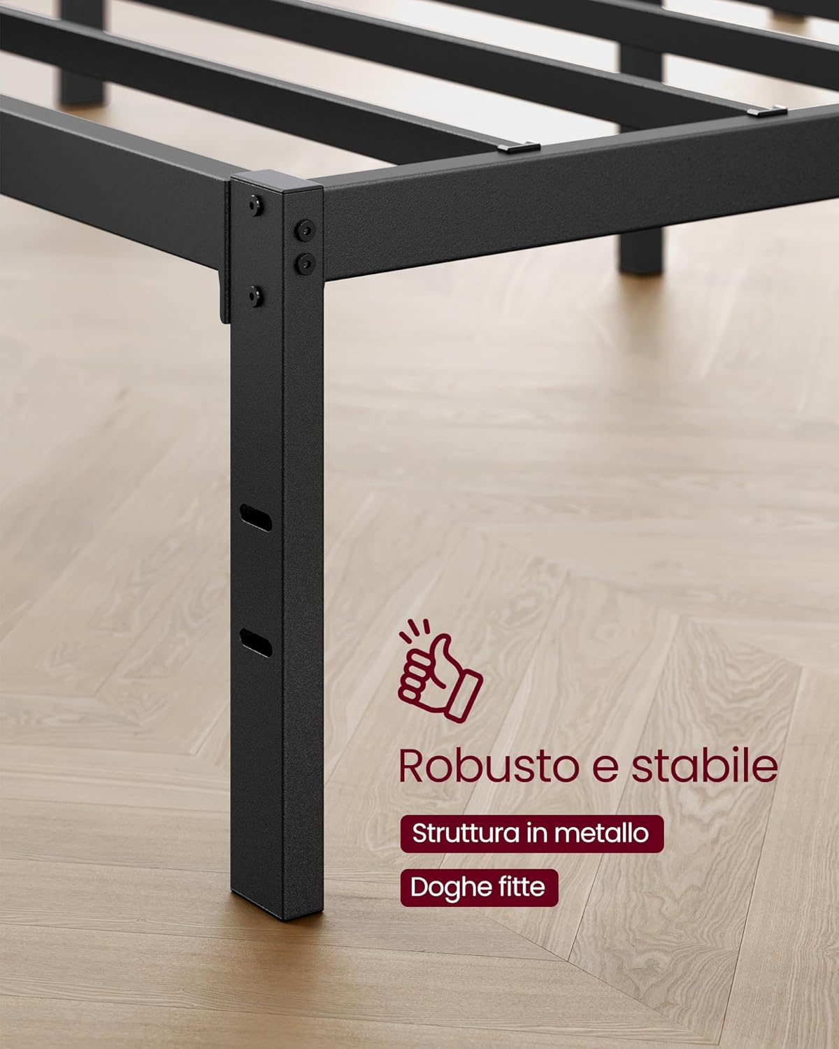 Thumbnail 4 de VASAGLE RMB130BD01: Struttura Letto Matrimoniale in Metallo 120x190 cm, Nero Inchiostro