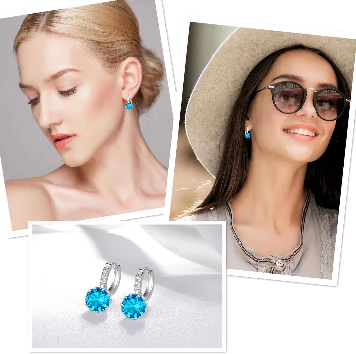 Thumbnail 4 de VONSSY Gemstone Drop Dangle Earrings 18k plated