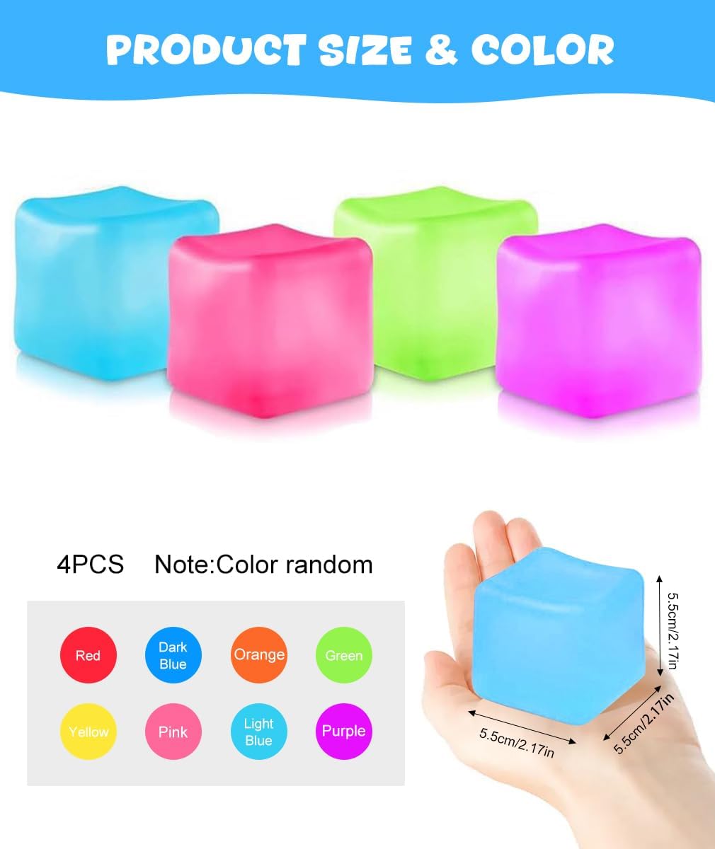 Thumbnail 3 de 4PCS Large Stress Balls for Kids & Adults – Ice Cube Fidget Toy Set (5cm)