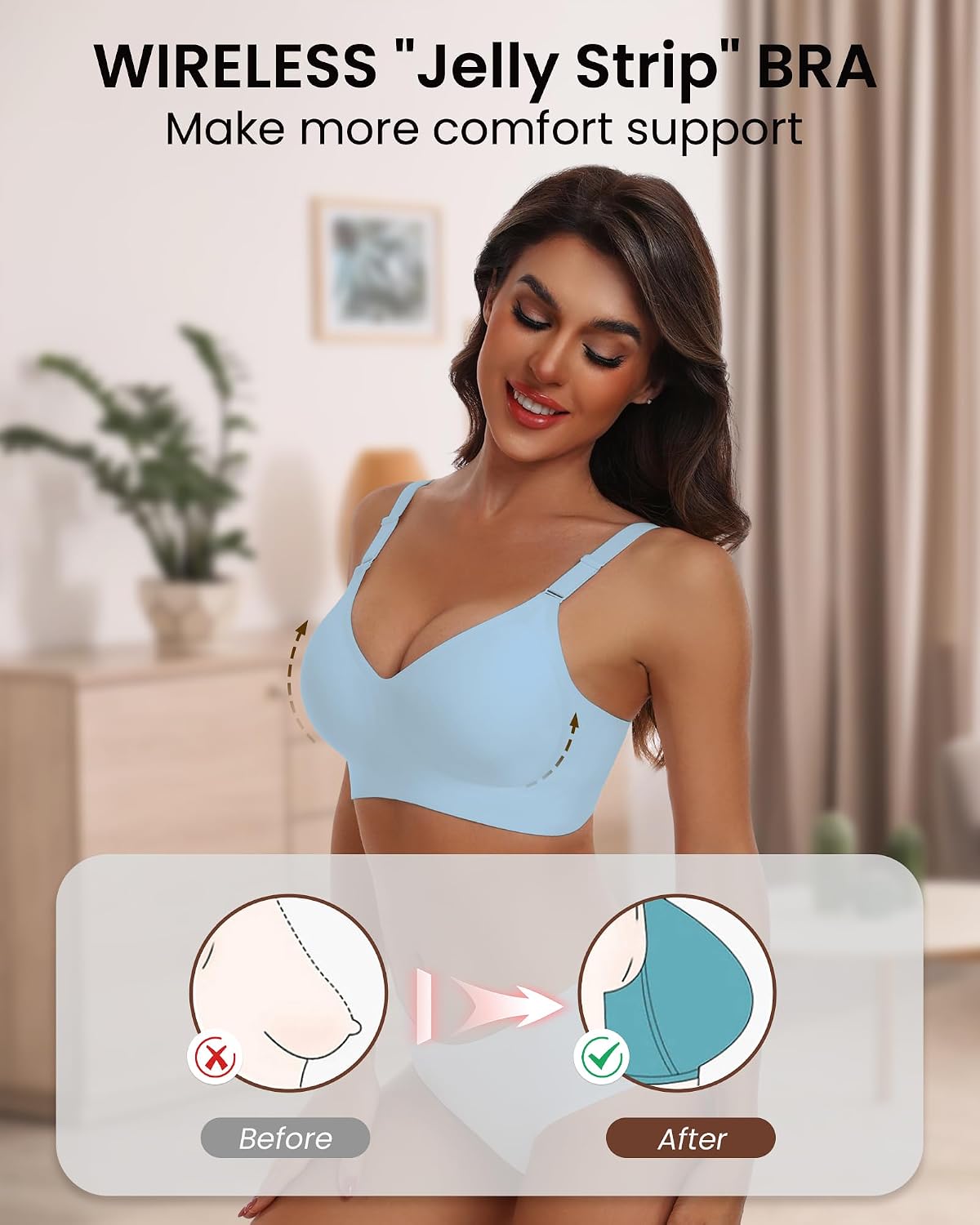 Detalle 2 de HORISUN Seamless Bra, Wireless 4XL support