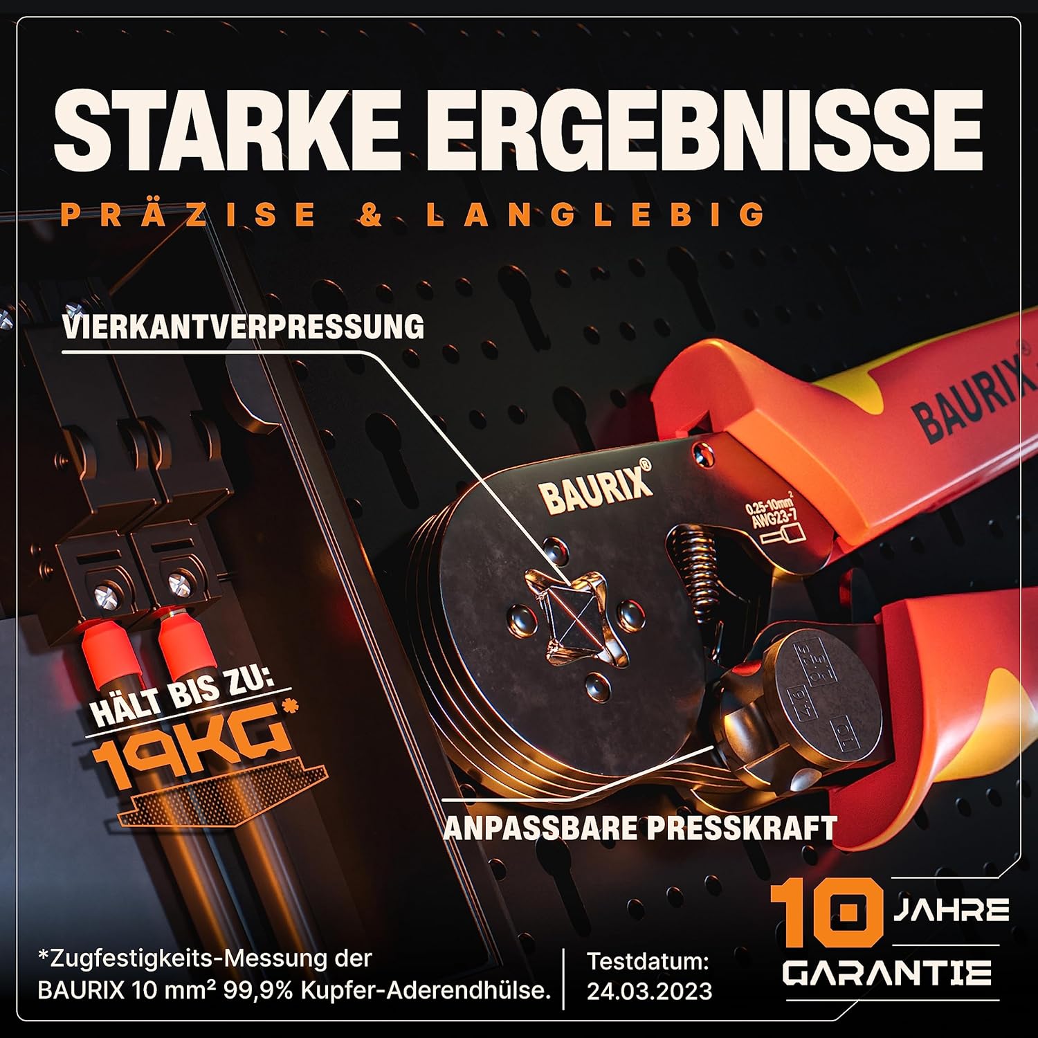 Thumbnail 1 de BAURIX Crimpzange mit 2000 Aderendhülsen Set – Ergonomische Aderendhülsenzange mit Kraftregler für 0,25–10 mm² (PERSEUS 4-Kant)