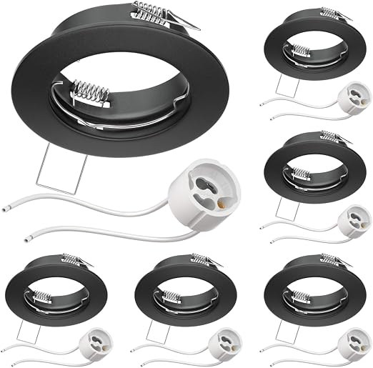 Detalle de ledscom.de FERE Marco Empotrable Negro Mate 6 Uds. GU10