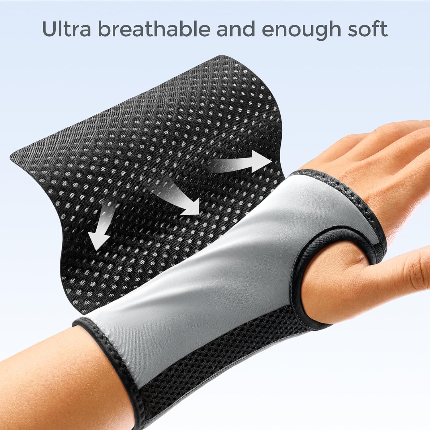 Detalle de FREETOO Wrist Brace for Carpal Tunnel – Medium, Left Hand, Anatomical S‑Shape Support
