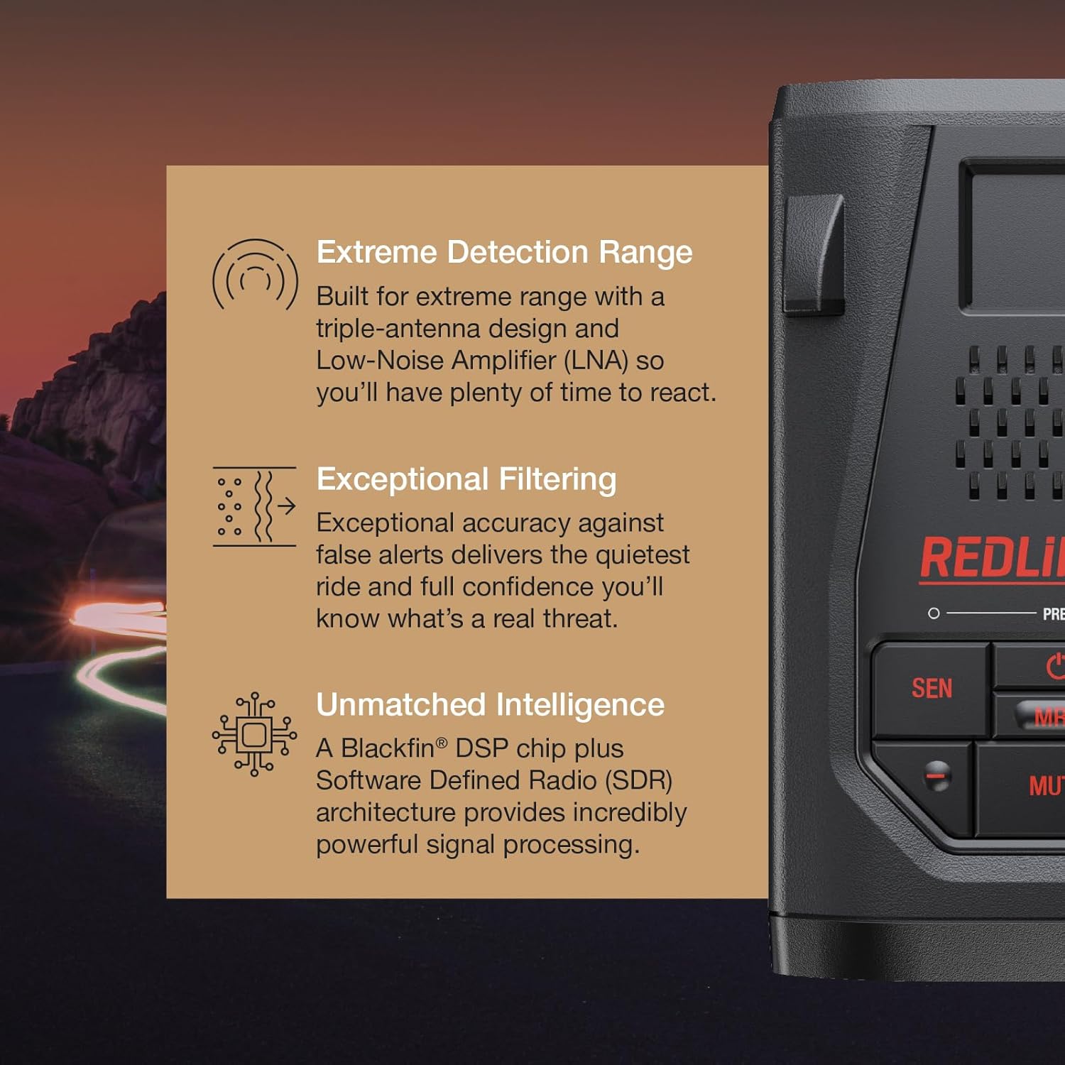 Detalle de ESCORT Redline360c International Laser Radar Detector for Cars — Extreme Range with AI Filtering and 360° Awareness