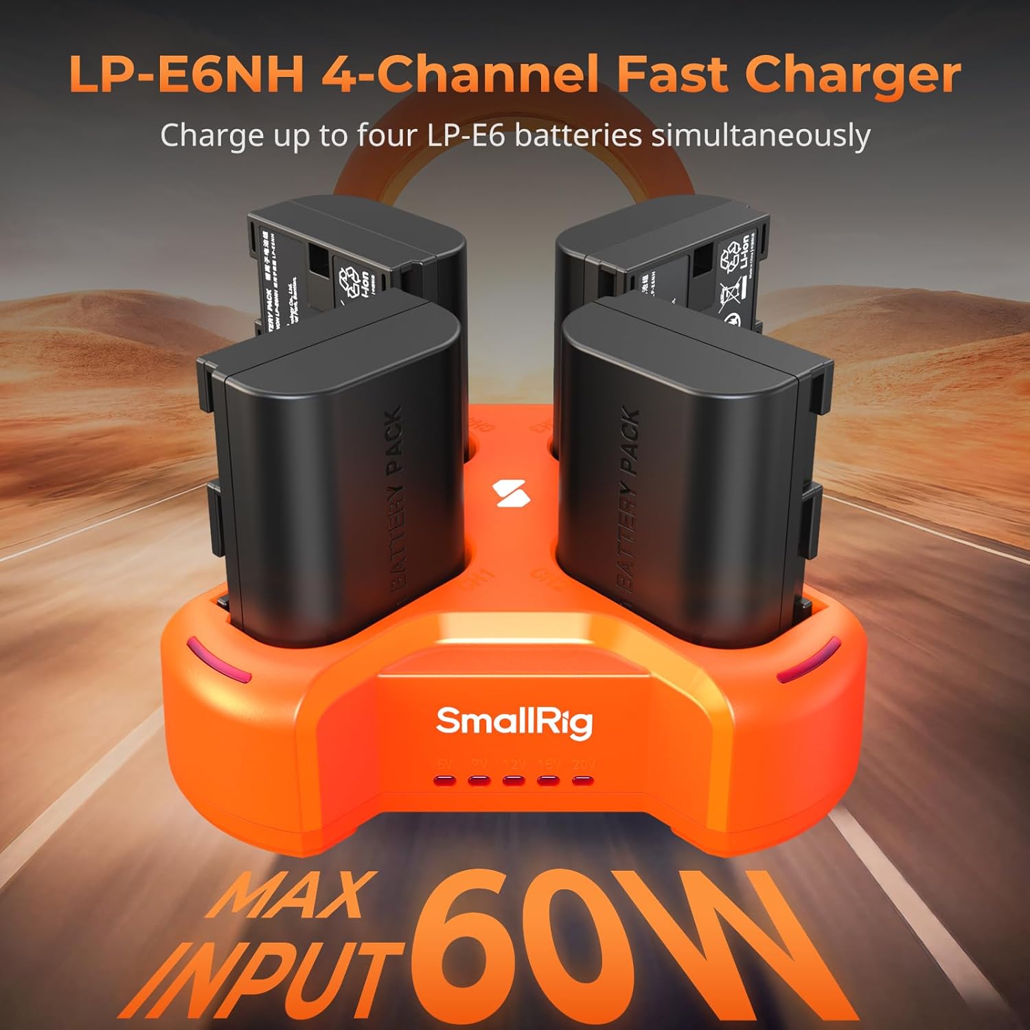 Detalle de SMALLRIG 4-Channel LP-E6NH 60W Charger