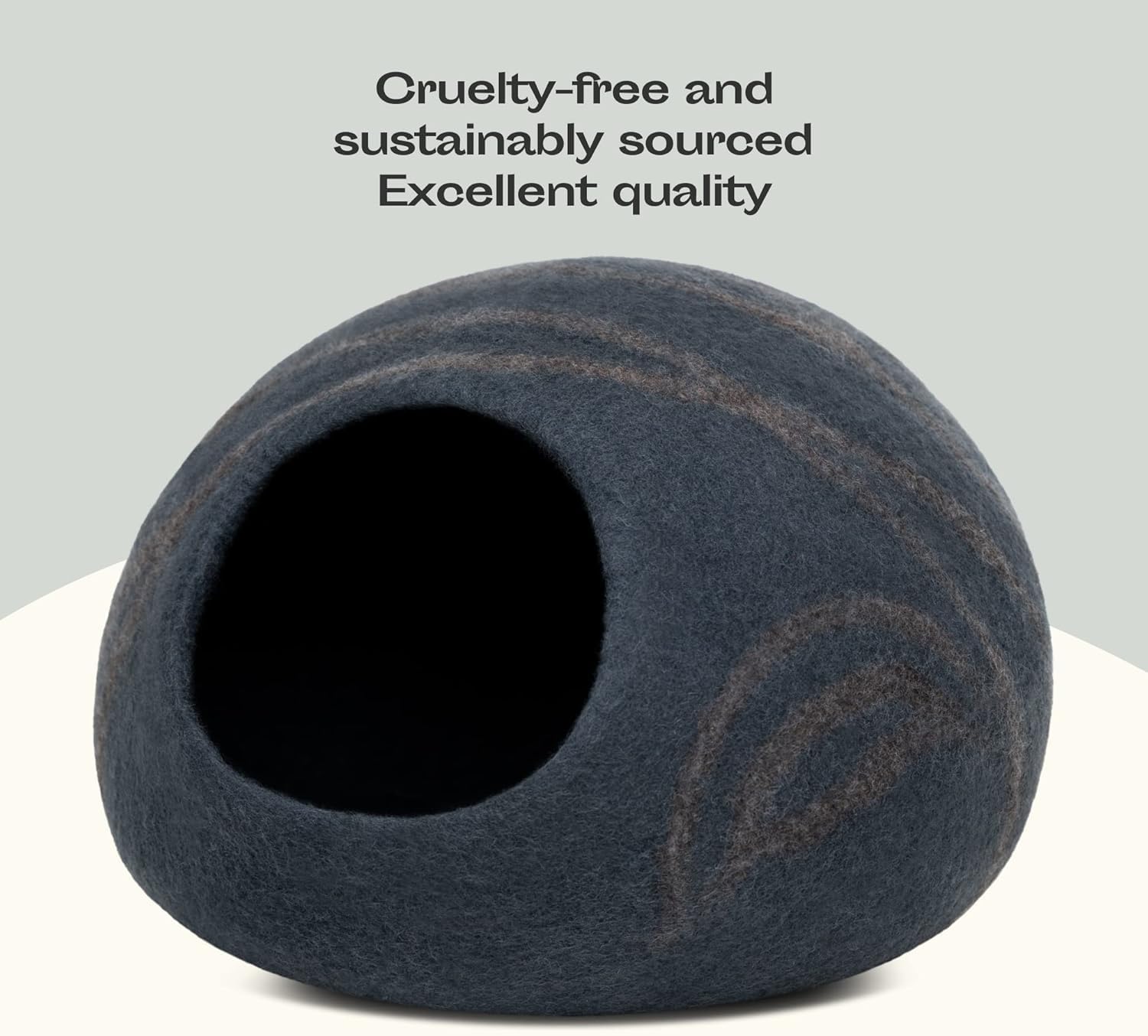 Detalle de MEOWFIA Cat Cave – Premium Felt Cat Bed (Medium) in Slate Grey, Handcrafted Merino Wool