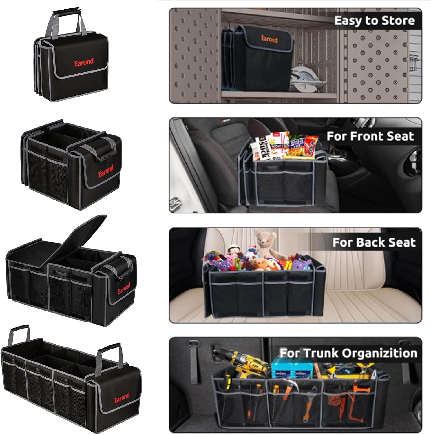 Thumbnail 6 de EAROND Collapsible Trunk Organizer 3 Compartments