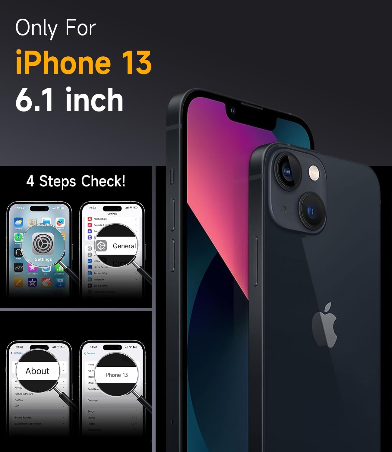 Detalle de Mootobo for iPhone 13 Case (6.1 inch) – 4 in 1 shockproof case with 2 screen protectors and lens protector, black