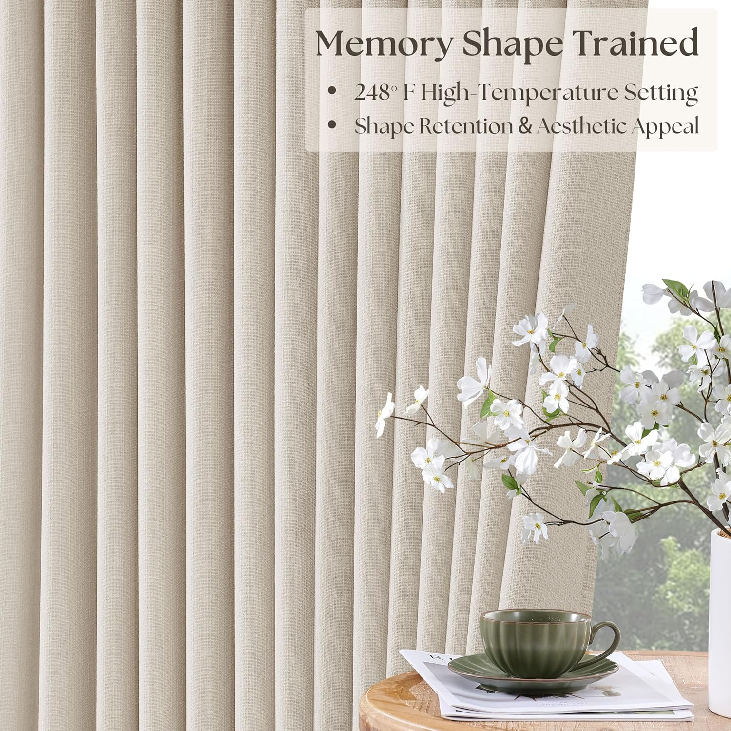 Thumbnail 3 de Cream Linen Blackout Curtains 108 in 🏡