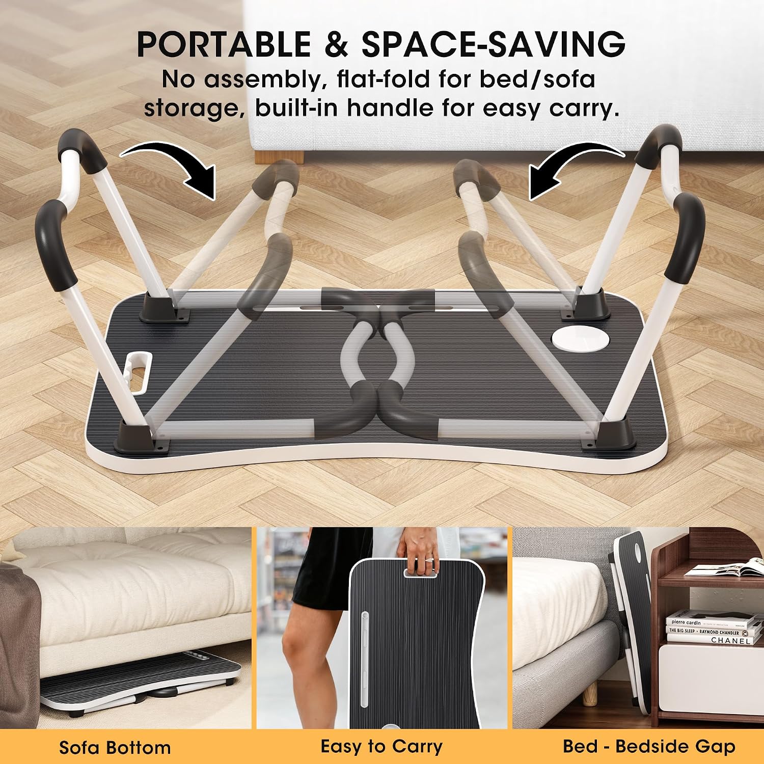 Thumbnail 5 de Frpufi LD005 Folding Lap Desk, 23.6-Inch Wood Bed Table with Cup Holder