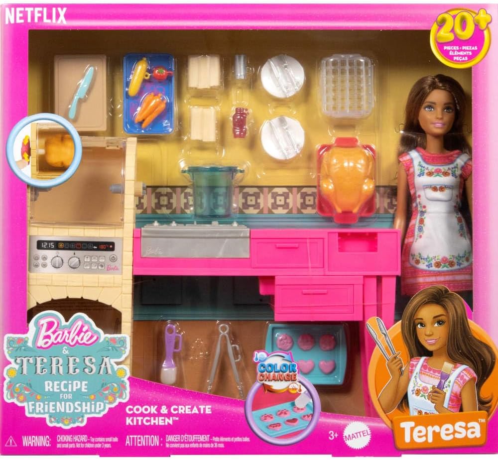 Detalle de Barbie JCT06 Teresa Fashion Doll & Kitchen Playset with 20+ Accessories