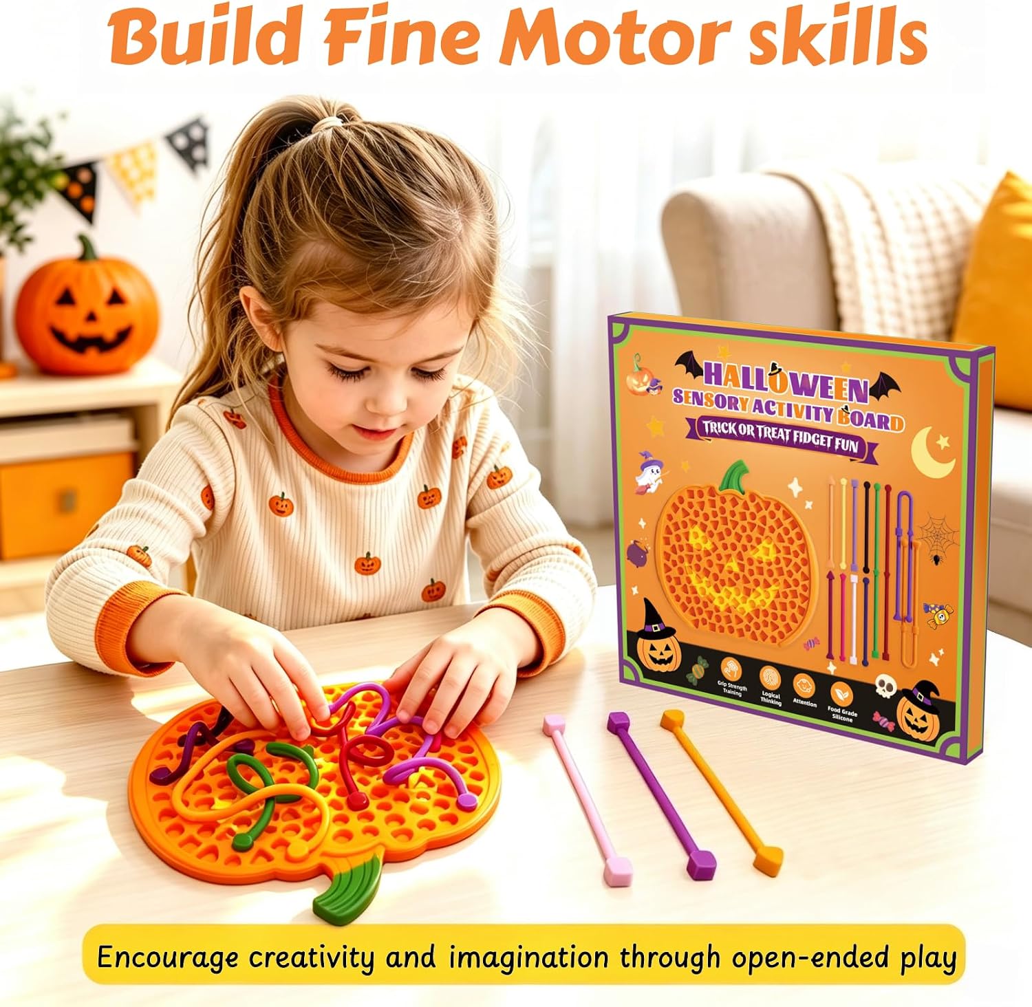 Detalle de Pumpkin Silicone Sensory Activity Board