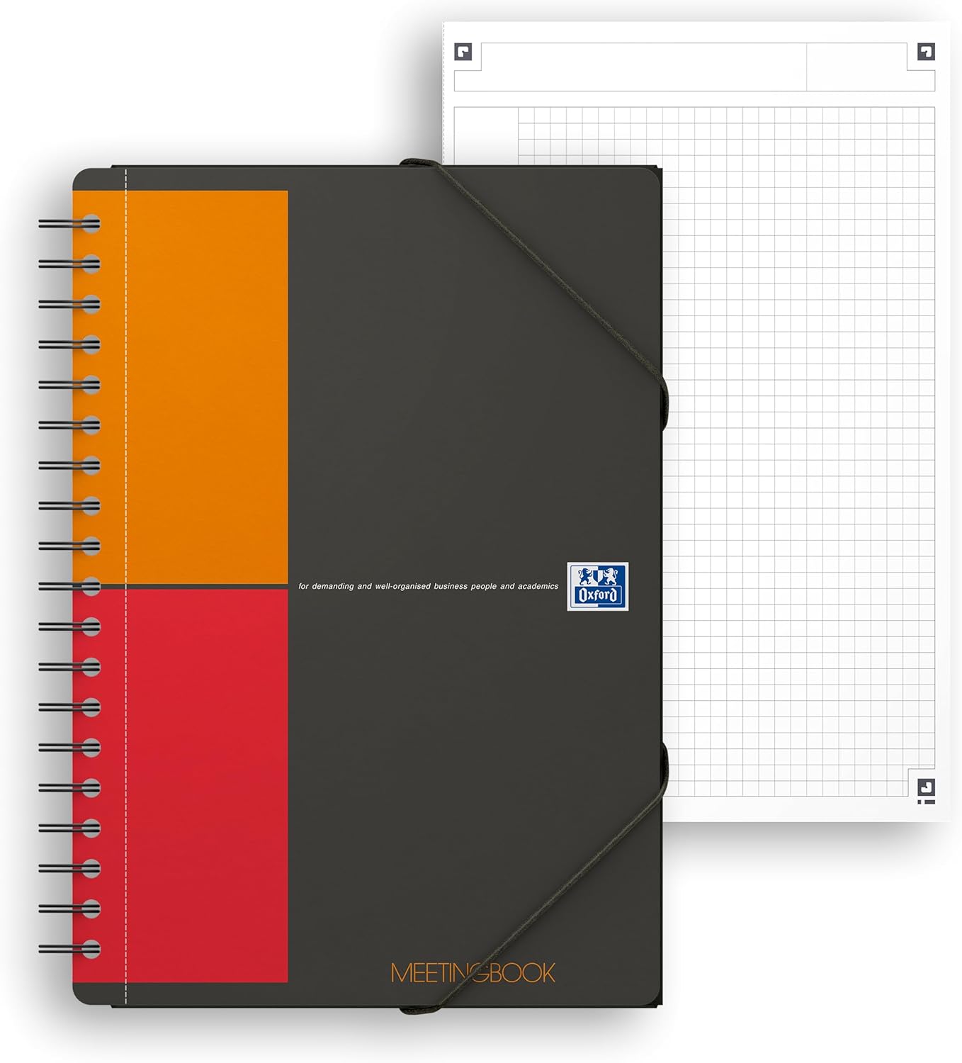 Thumbnail 1 de Oxford Meetingbook International B5 kariert – 160 Seiten mit Gummizugmappe und Einschlagklappen