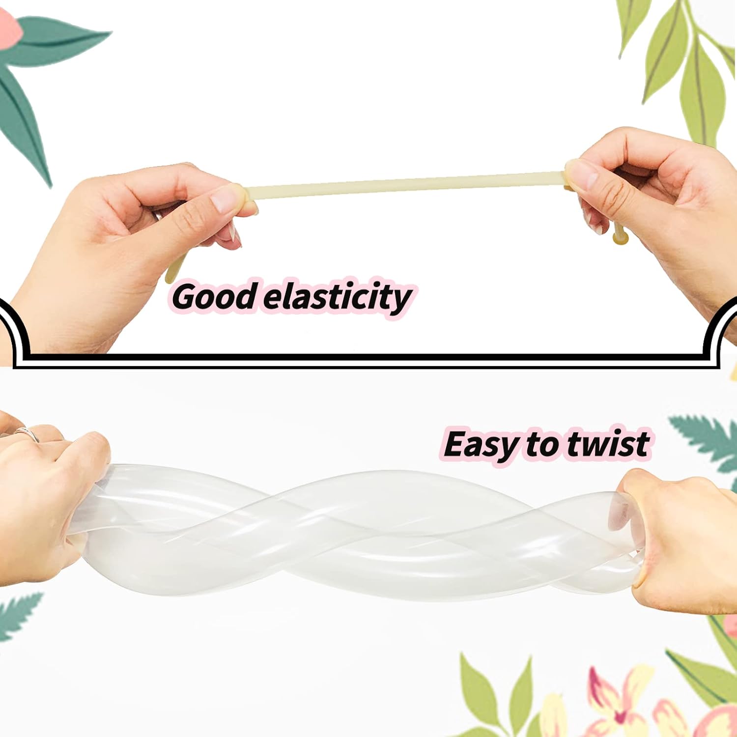 Detalle de Clear 260 Balloons 100Pcs – Long Skinny Modelling Latex Balloons for Beginners