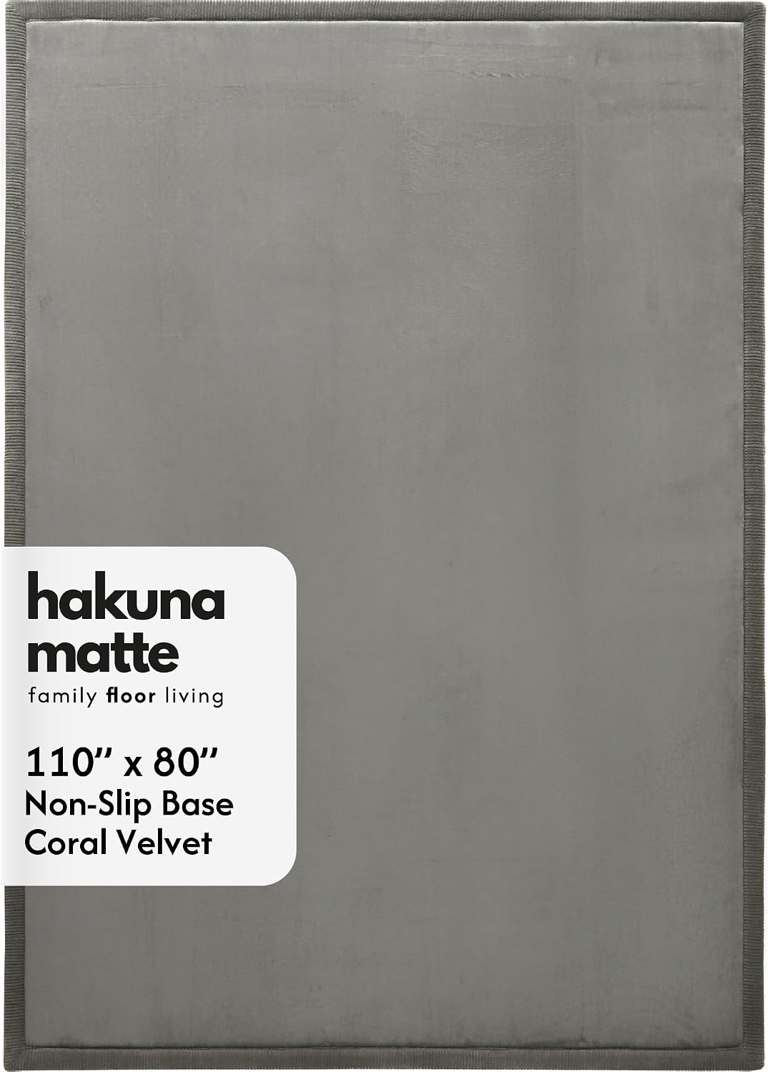 Detalle de Hakuna Matte CloudSoft Baby Play Mat for Floor (80" x 110"), Dark Gray with Coral Velvet – Memory Foam, Non-Slip & Water-Resistant