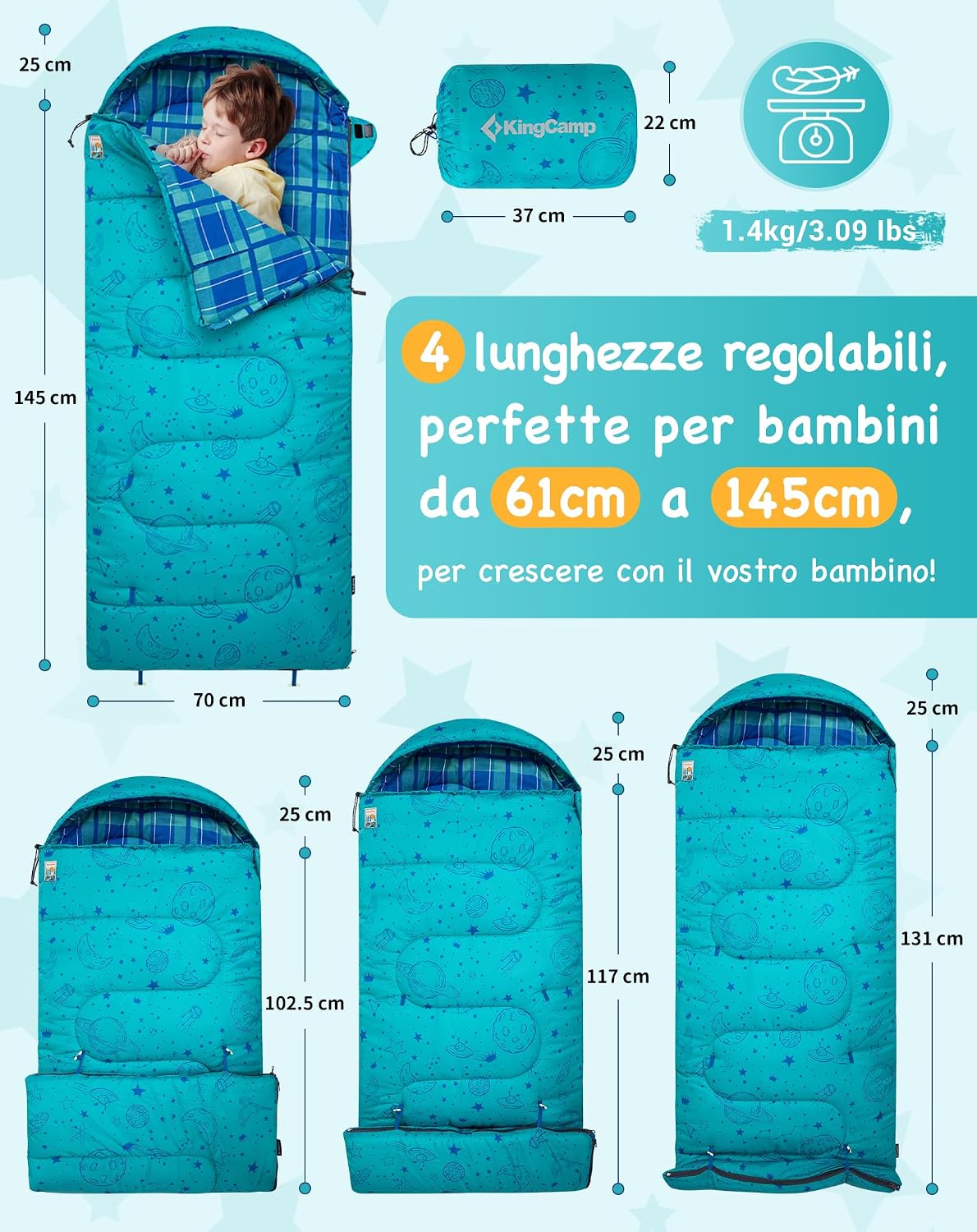 Detalle 2 de KingCamp Sacco a Pelo 170×70 cm 🏕