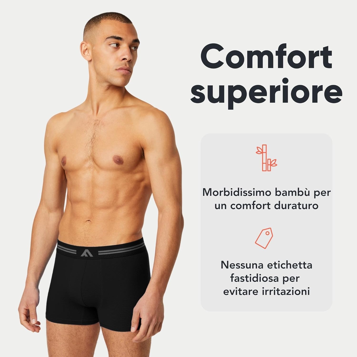 Detalle 2 de FM London Boxer da Uomo in Bambù Morbidi – Confezione da 5, senza etichetta, elastico 4 vie