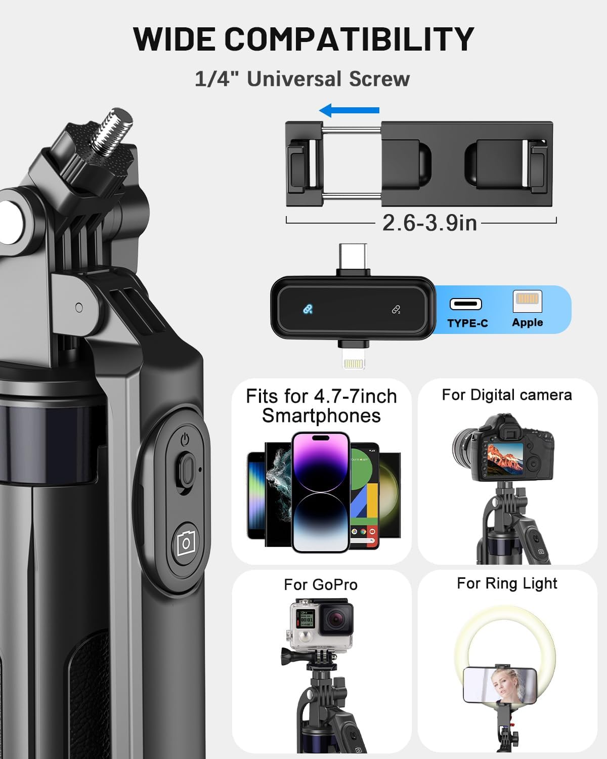 Thumbnail 6 de Yeaki Vlogging Kit 71" Selfie Stick Tripod