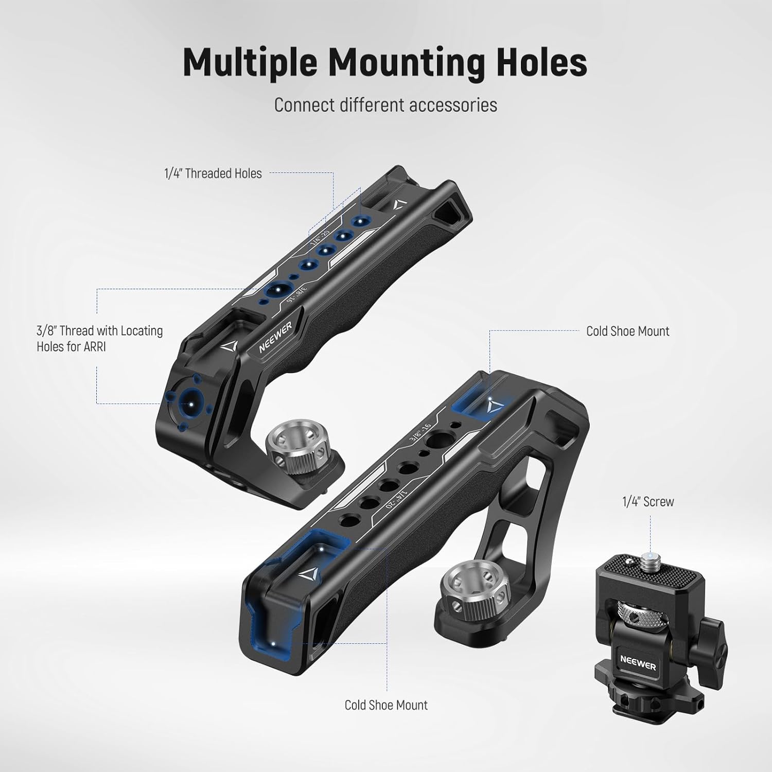 Thumbnail 2 de NEEWER Universal Camera Cage with Top Handle, Cold Shoe Monitor Mount & Dual Handgrips (CA016T+MA006)