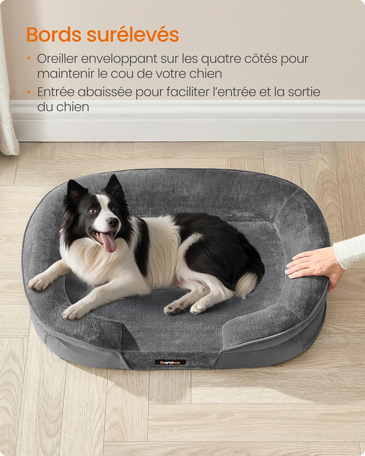 Thumbnail 3 de Feandrea Panier orthopédique pour chien taille grande — 91 x 68 x 18 cm, mousse alvéolée et revêtement hydrofuge