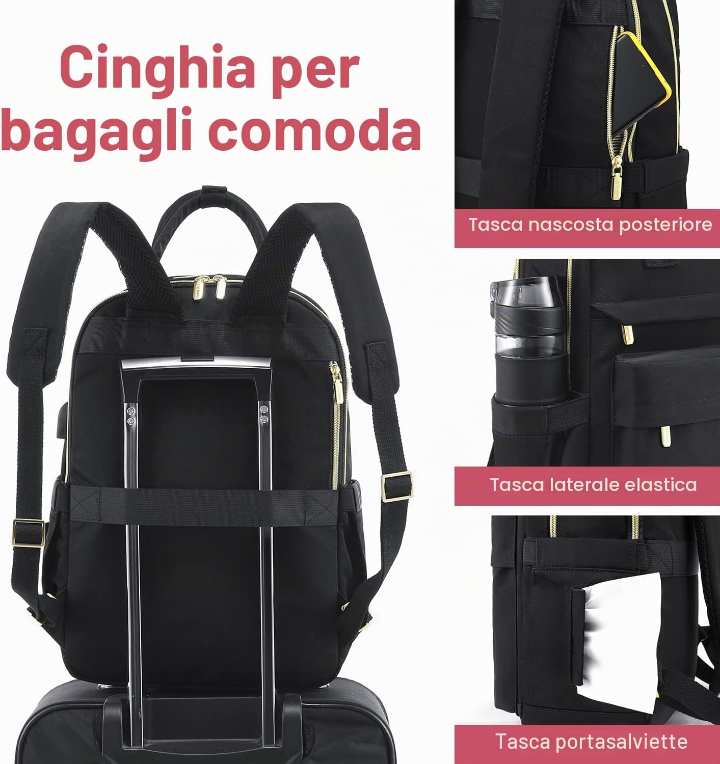 Detalle 2 de LOVEVOOK Zaino Porta PC 15,6" impermeabile