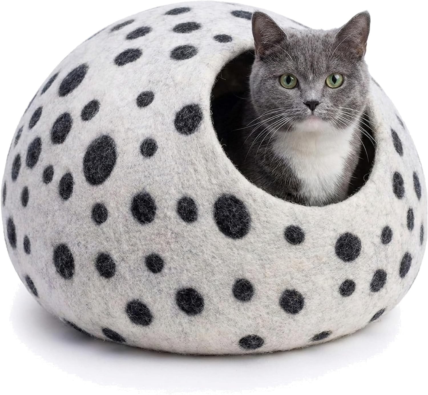 Detalle de Woolygon Merino Wool Cat Cave, Foldable Hand-Felted Hideaway Pod