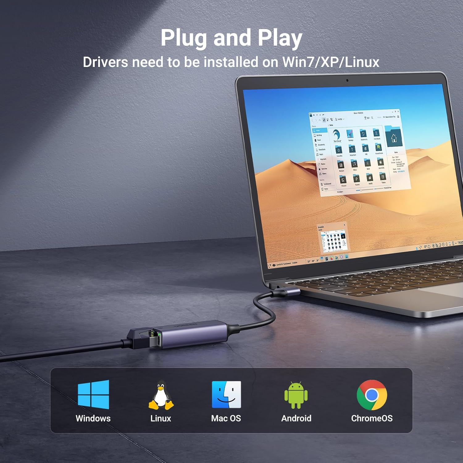 Detalle 2 de UGREEN USB to Ethernet Adapter 1Gbps