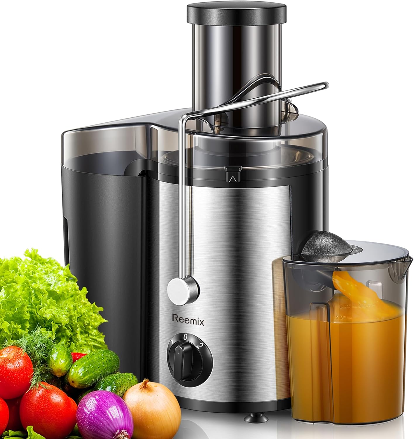 Entsafter für Gemüse & Obst mit Zentrifugartechnik: 72 mm Einfüllöffnung, 500 W Motor (BPA-frei)