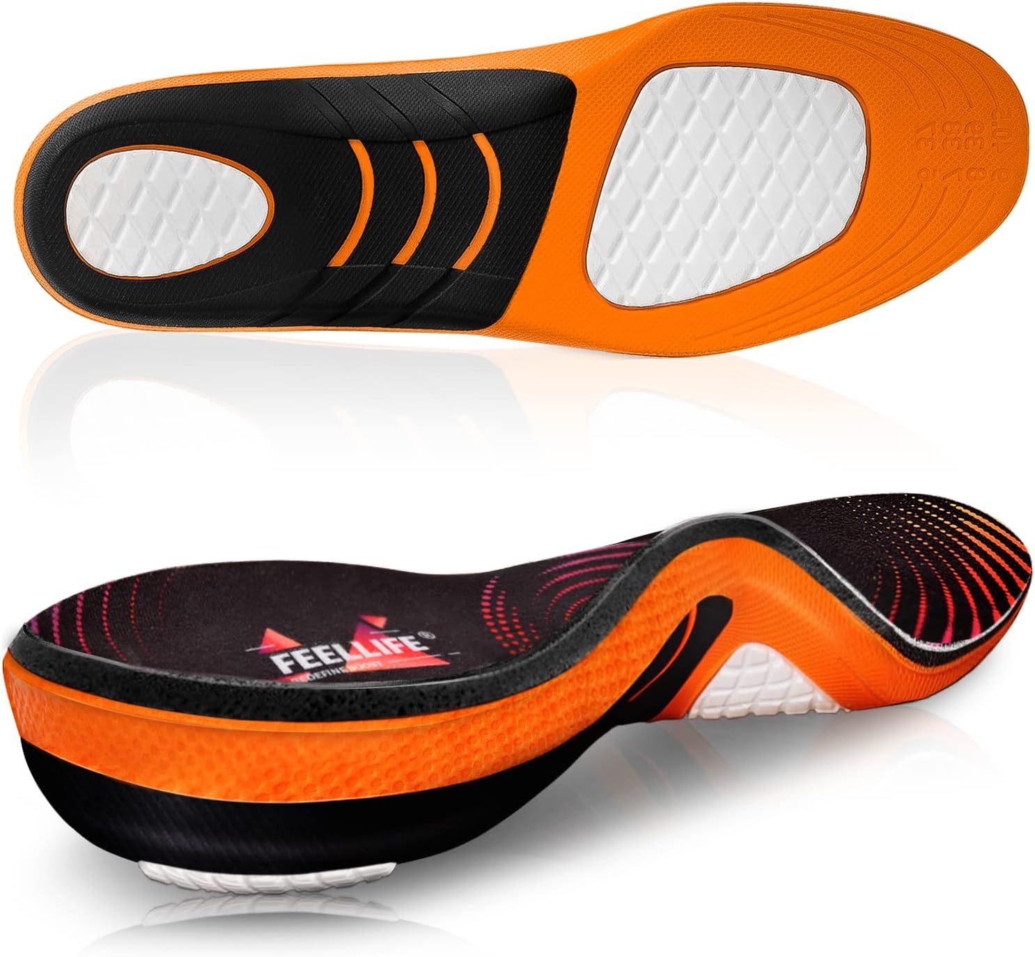 Detalle de FEELLIFE Plantar Fasciitis Relief Shoe Insoles: Arch Support, Deep Heel Cradle, 1 Pair