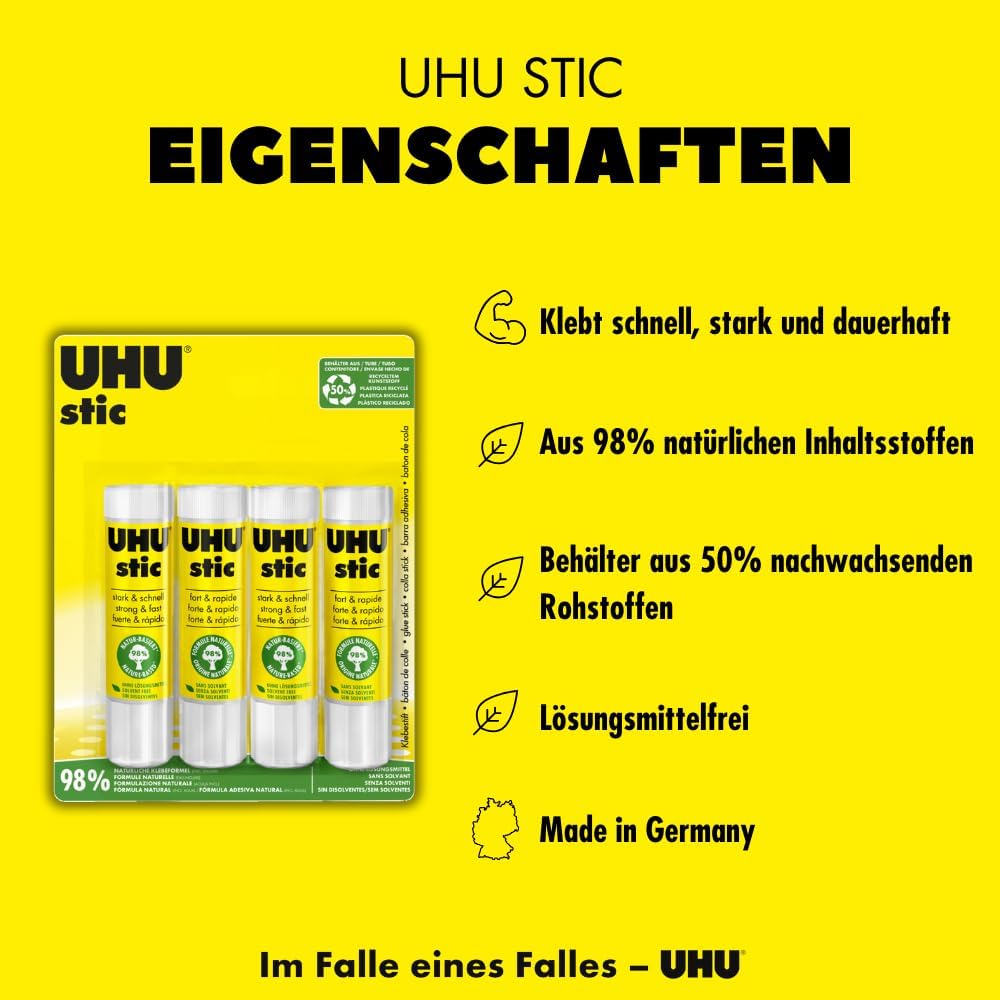 Detalle de UHU stic Klebestift 5x40 g – schnell klebend, dauerhaft und kalt abwaschbar