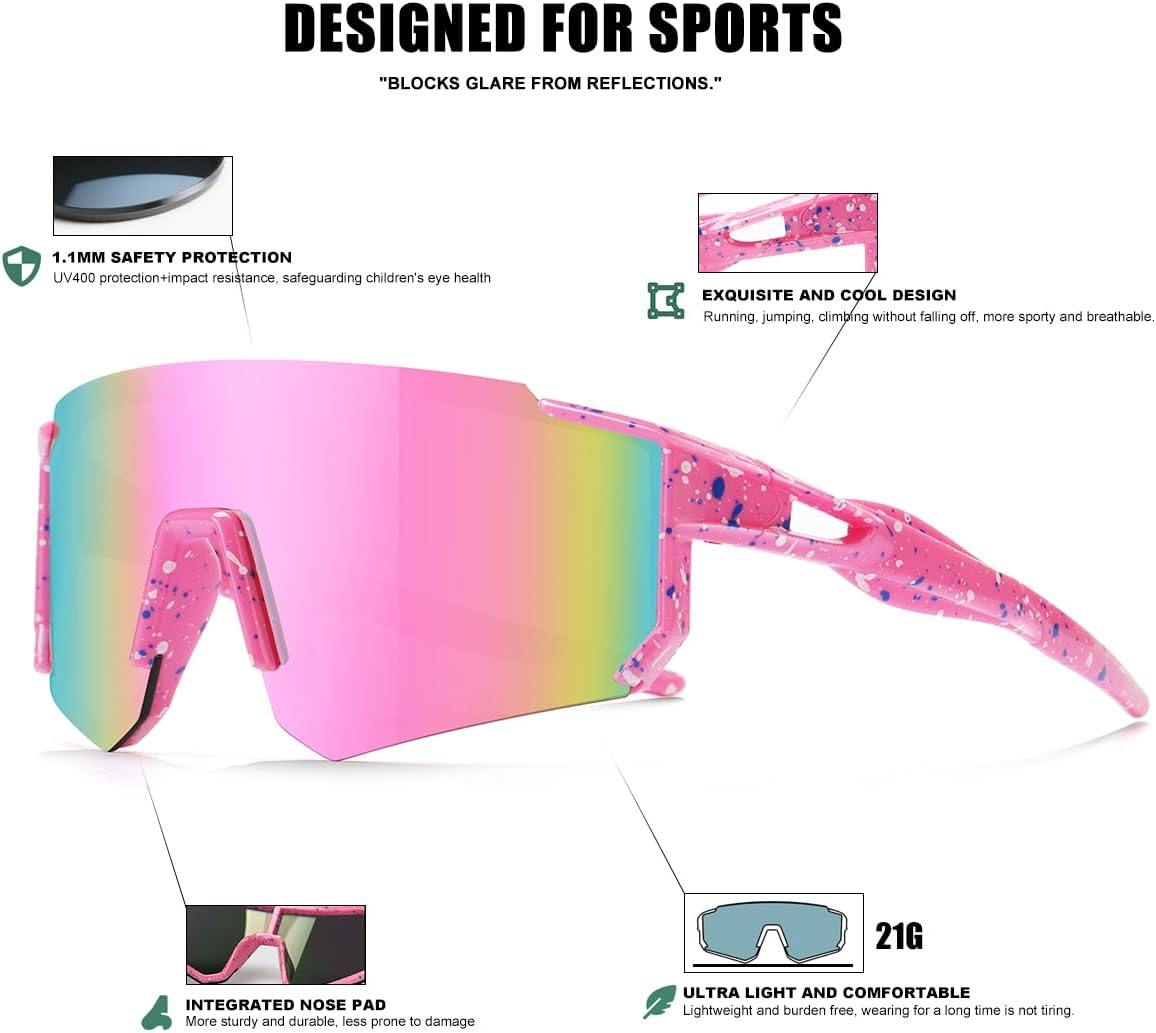 Thumbnail 3 de SEKKAF Kids Sunglasses: UV400 Wrap-Around Baseball Shades for Sports-Ready Youth