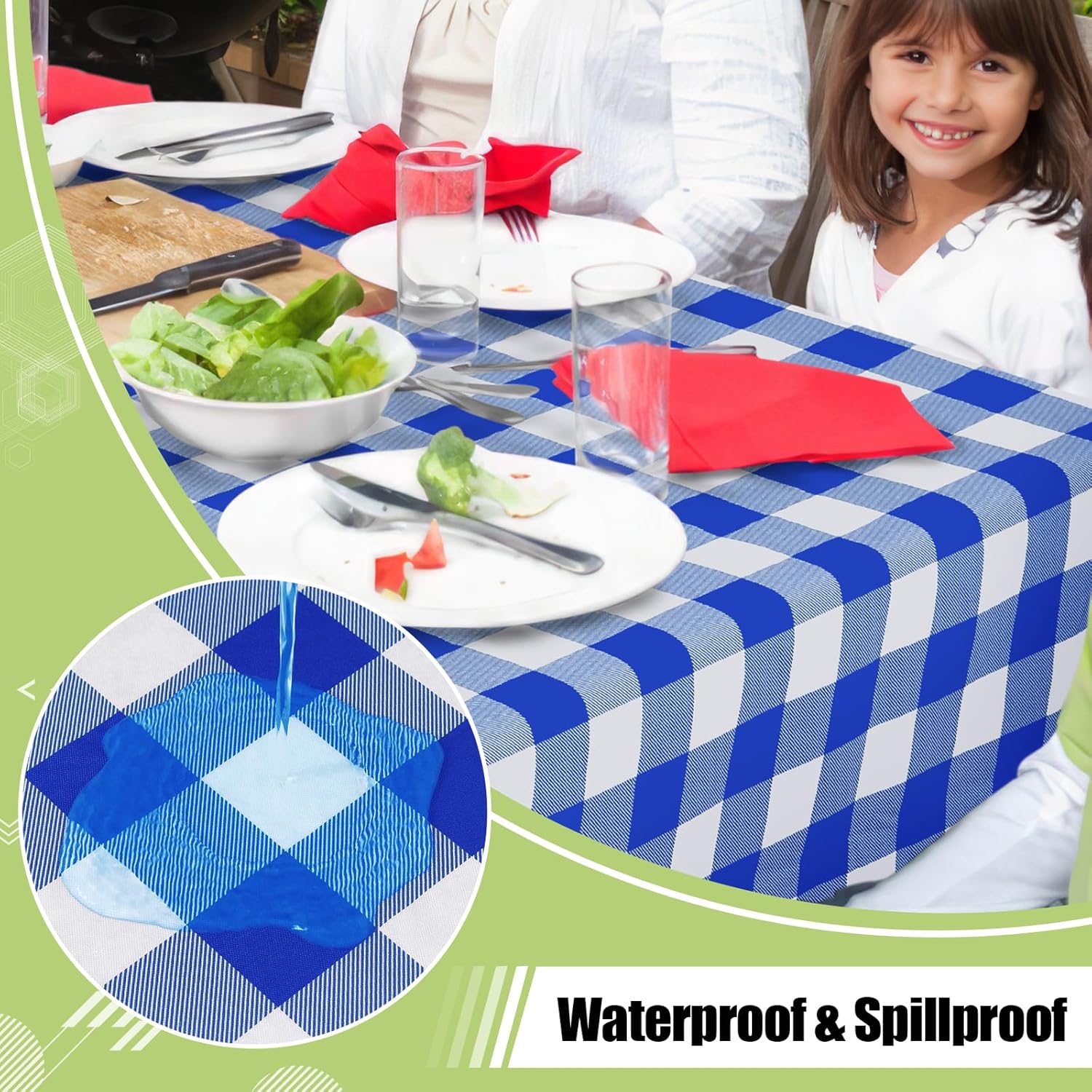 Thumbnail 1 de smiry Rectangle Waterproof Vinyl Table Cloth with Flannel Backing (Blue & White, 60"x102")