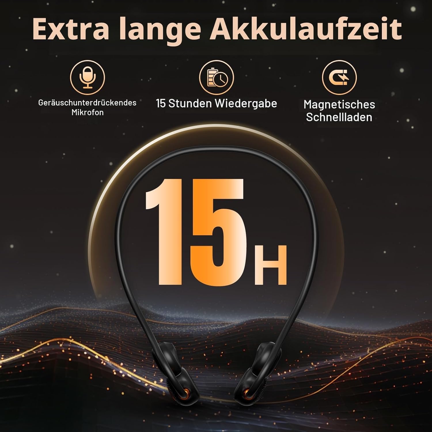 Detalle 2 de Ortizan Bone Conduction Kopfhörer 15 Std. Akkulaufzeit
