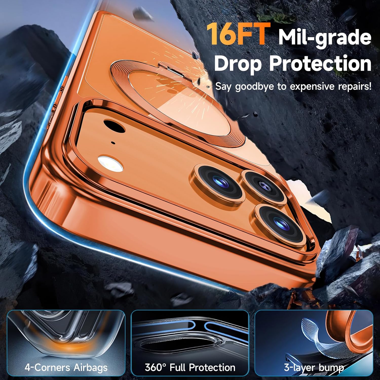 Thumbnail 4 de Tri-Shield Protection for iPhone 17 Pro Case with 360° Spin Stand and MagSafe Compatibility