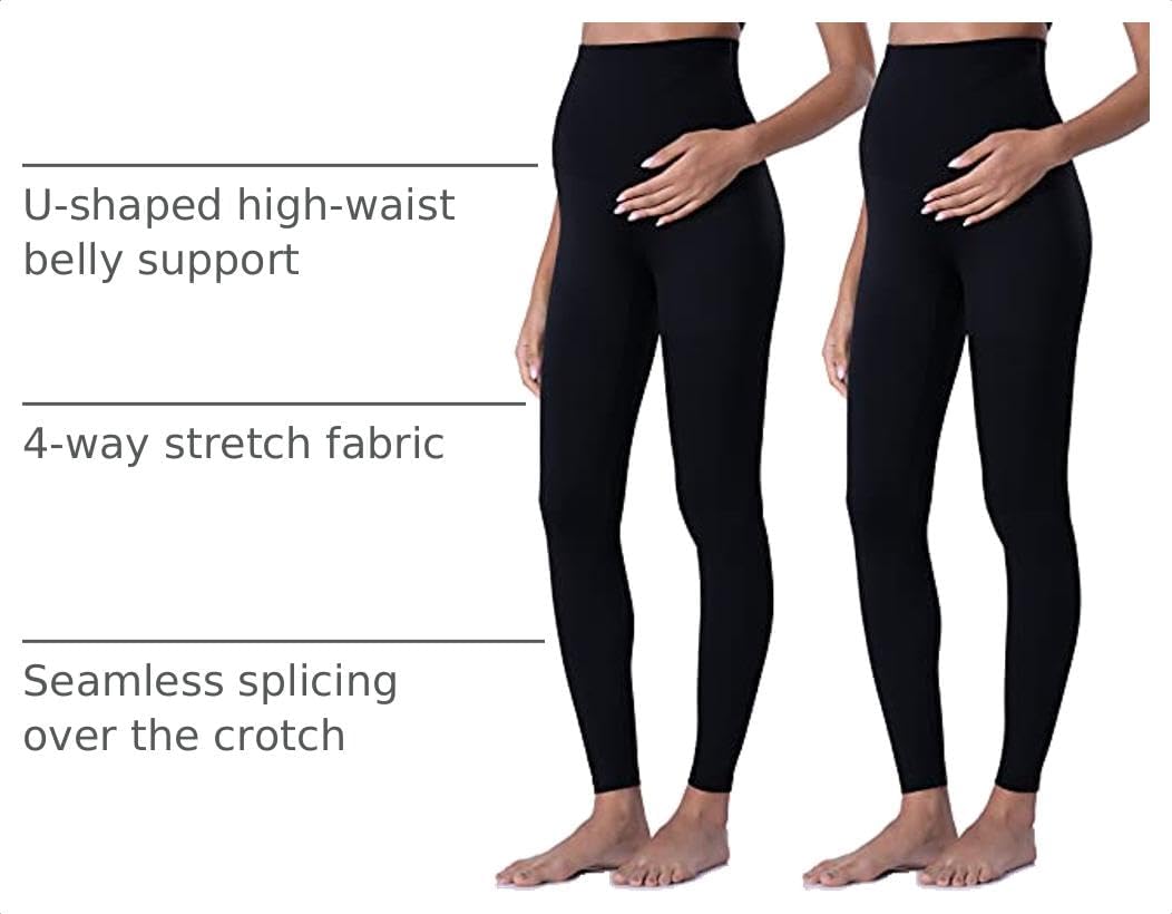 Detalle 2 de POSHDIVAH Maternity Leggings Over‑The‑Belly 4‑Way Stretch