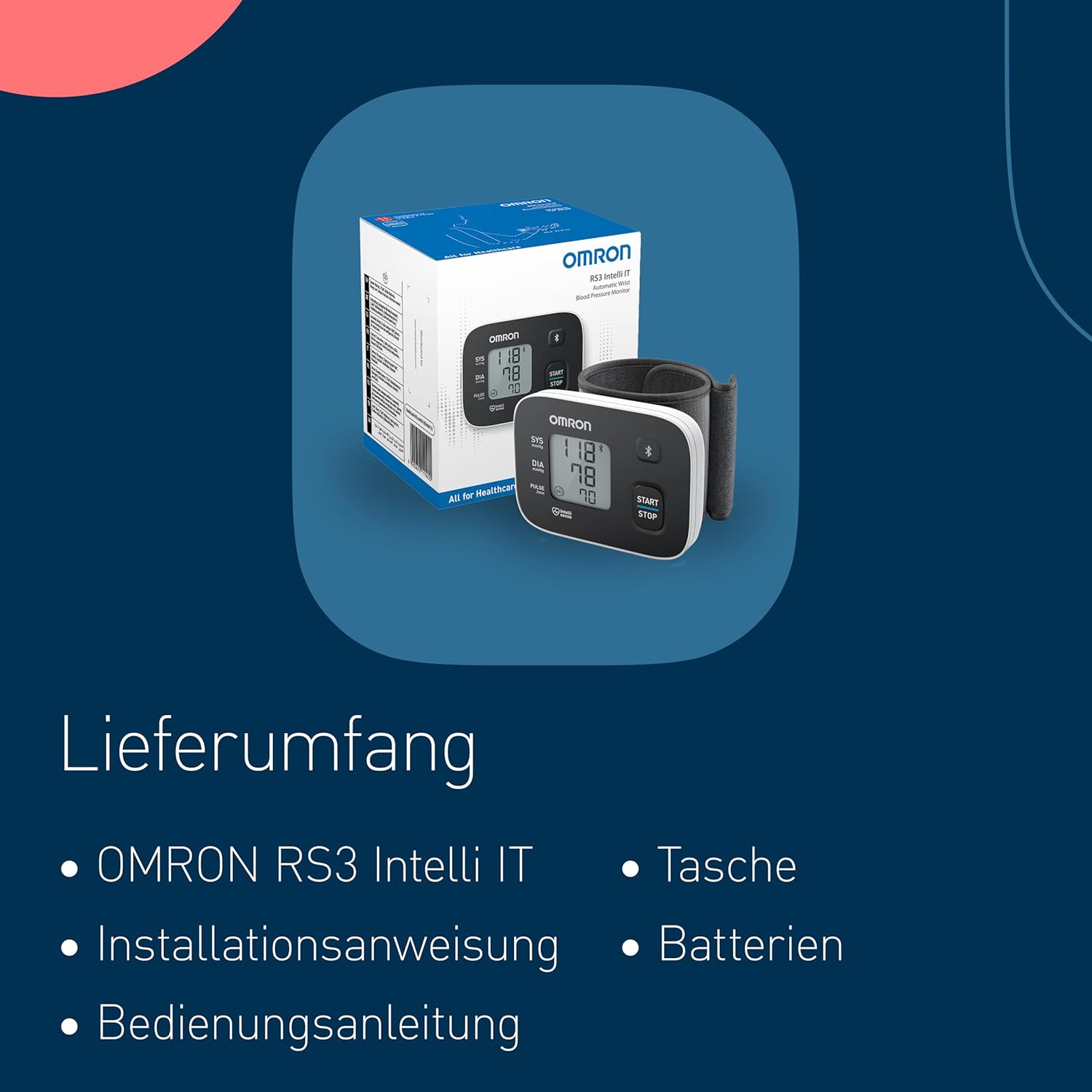 Thumbnail 5 de OMRON RS3 Intelli IT Handgelenk-Blutdruckmessgerät 13,5–21,5 cm