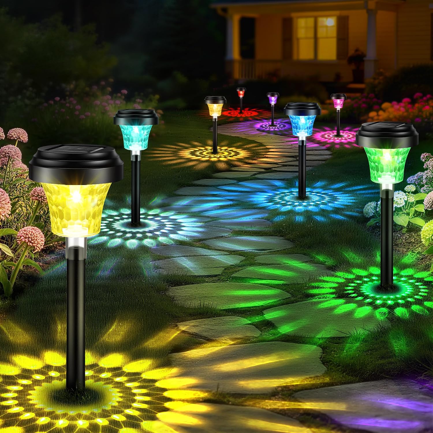 Detalle de FOMYHEARD Luci da Esterno Giardino Solari 8 Pezzi – Illuminazione LED, 8 pezzi, RGB e calda