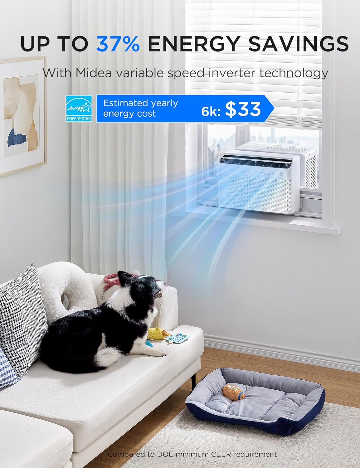 Detalle de Midea MAW06V1QWT U-Shaped Smart Inverter Window Air Conditioner, 6,000 BTU