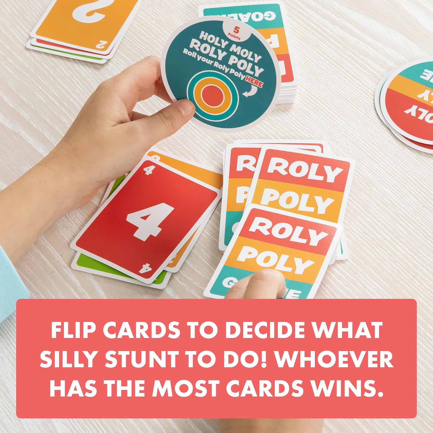 Detalle 2 de Exploding Kittens Roly Poly Goalie: Active, Lego-like Card Game for 2–6 Players (Ages 4+, 10 Minutes to Play)