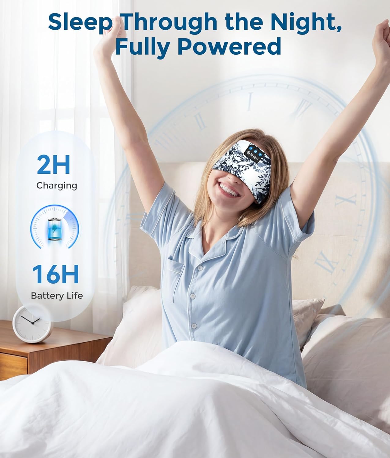 Detalle de LOVE EYE Bluetooth 5.4 Sleep Headphones Headband – Ultra‑Thin Speakers for Comfort & Rhythm