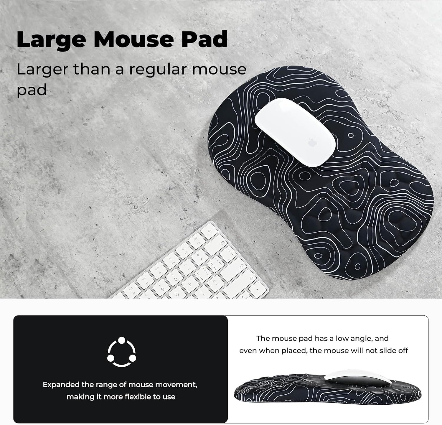 Detalle 2 de EooCoo ergonomisches Mauspad mit Handauflage, Memory-Schaum und rutschfester PU-Basis (300 x 200 mm) – Rosa